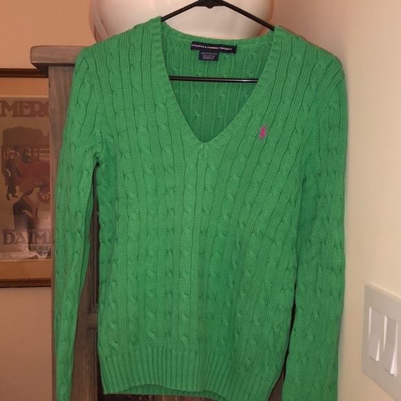 Ralph Lauren Sport V-neck green cotton sweater - Picture 2 of 5